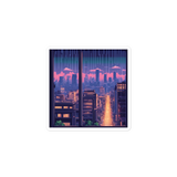 Tokyo Rainy Cityscape - Vinyl Sticker - 3" x 3"