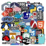 50pcs Assorted IT Programming Linux Software Logo Stickers